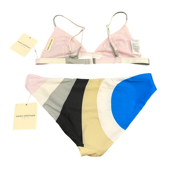 Mara Hoffman Astrid & Zoa Bikini Set Juniper Pastel Sage Multi Stripe NWT L - Picture 3 of 5